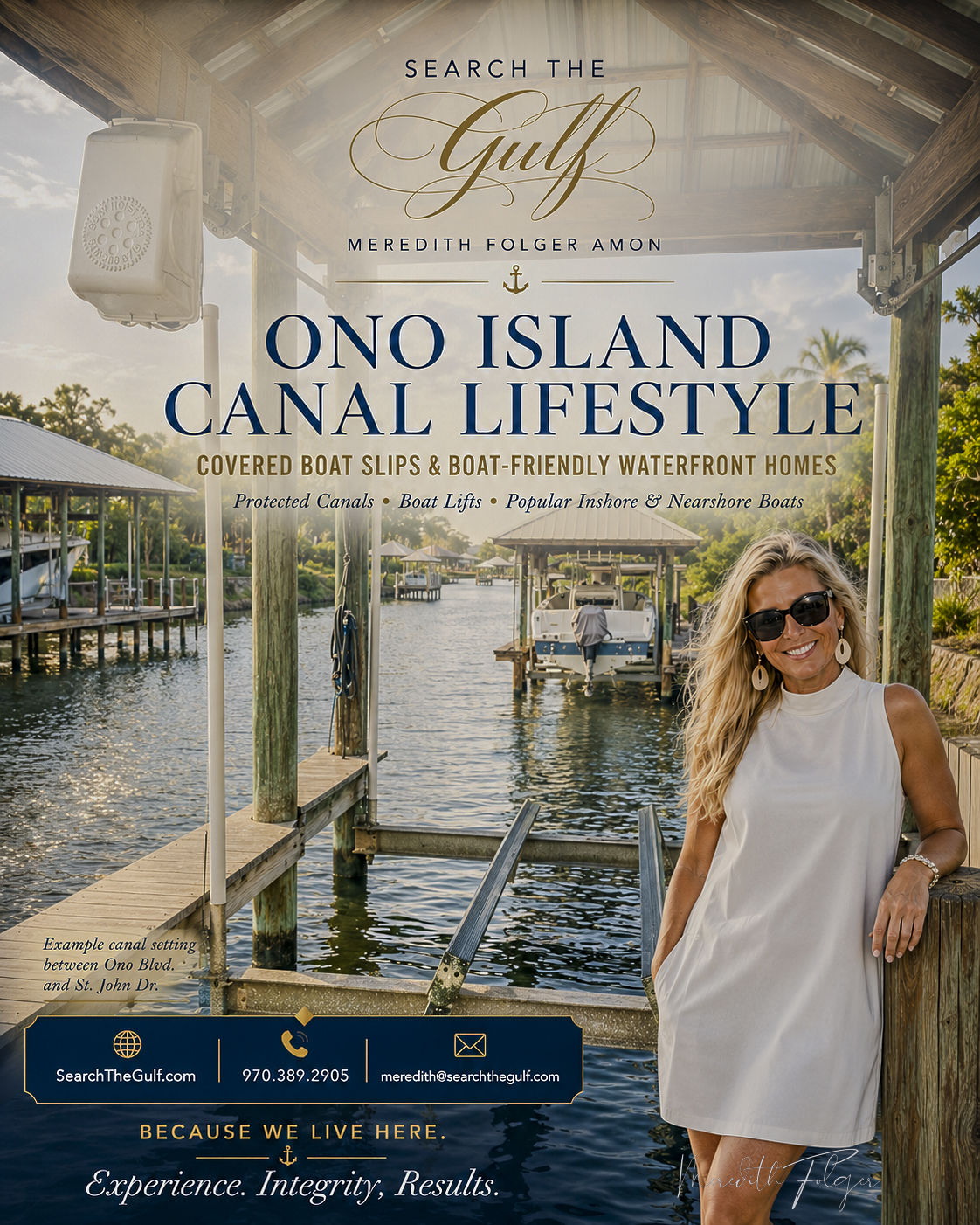 Canal-front homes with private docks and boathouses on Ono Island in Orange Beach Alabama. Meredith